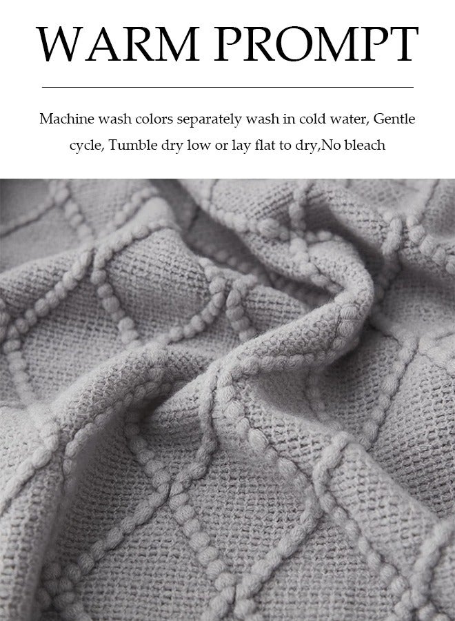 DUNISO Knitted Throw Blankets，Lightweight Soft Throw Blanket For Couch, Woven Throw Blanket With Tassels，Portable Decorative Throw，Suitable For All Seasons，Suitable For Bed, Sofa, Travel，130 * 170cm, Grey  - Image 3