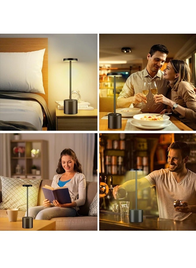 Black LED Night Light Bedroom Table Lamp Triple-Tone Touch-Control LED Desk Lamp Ideal for Reading, Study & Relaxation, Perfect for Students & Office Workers  - Image 3
