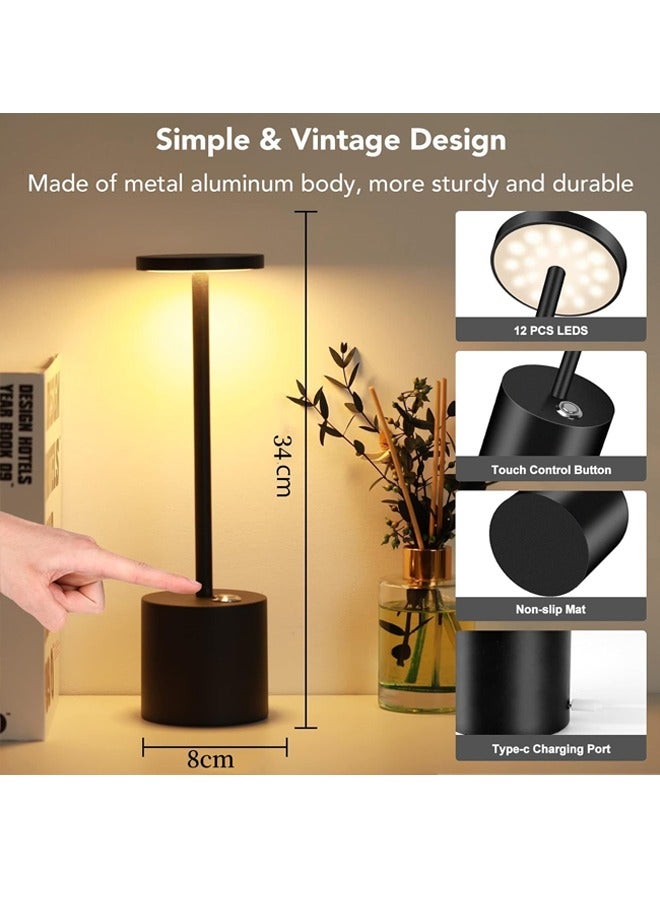 Black LED Night Light Bedroom Table Lamp Triple-Tone Touch-Control LED Desk Lamp Ideal for Reading, Study & Relaxation, Perfect for Students & Office Workers  - Image 2