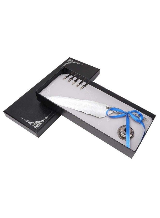 Hakeeta Quill Pen Set, Vintage Fountain Pen, Quill Dip Pen, Of Feathers, Unique, For Festival Present, Birthday Gift, With +Pen Nib+Pen Holder(Silver 2) - Image 4