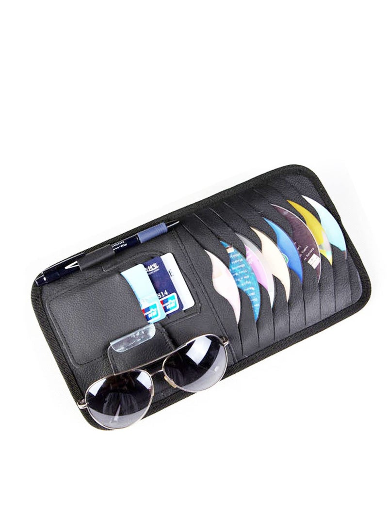 SYOSI Car Sun Visor Interior Accessories Cards, 2 Pack Car Sun Visor Storage Accessory.  Safely Store Your Sunglasses, Pens, Cards with 8 CD or DVD Sleeves (Black)  - Image 4