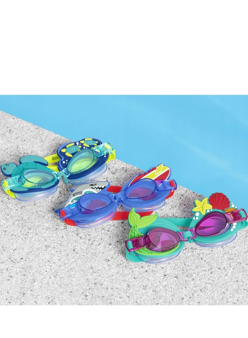 بست واي نظارات سباحة للأطفال من بيست واي  قطعة واحدة تصميم مريح وقابل للتعديل، الاختيار عشوائي 26-21080 - Image 2