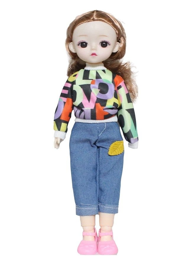 Tickles Set Movable Jointed Makeup Cute Girl Brown Eyes Fashionable Doll for Kids Girls Pack of 2 (Size: 30 cm Color & Design: May Vary) - Image 3