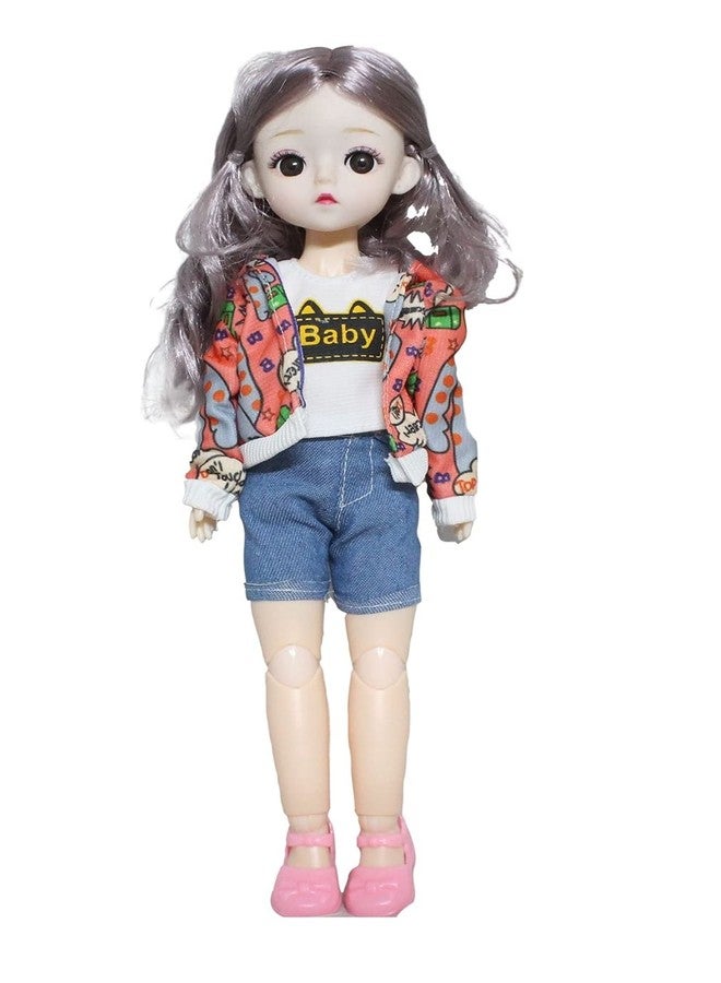 Tickles Set Movable Jointed Makeup Cute Girl Brown Eyes Fashionable Doll for Kids Girls Pack of 2 (Size: 30 cm Color & Design: May Vary) - Image 1