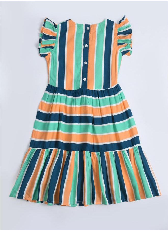 BELLA MODA - Striped Button Detail Dress by Styli - Image 1