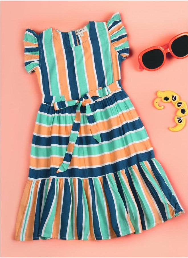 BELLA MODA - Striped Button Detail Dress by Styli - Image 1