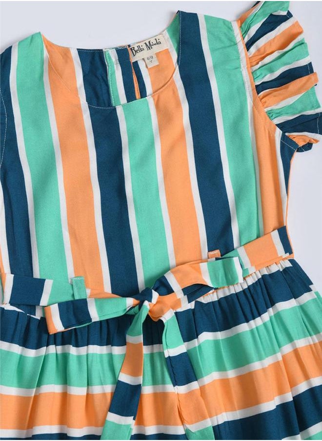 BELLA MODA - Striped Button Detail Dress by Styli - Image 1