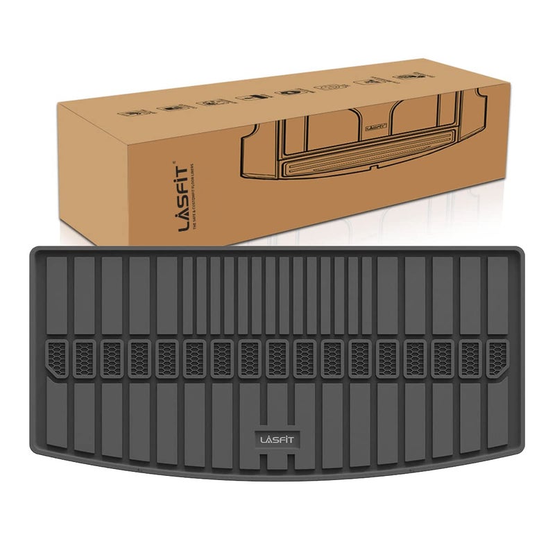 حصيرة صندوق LASFIT لجيب جراند شيروكي L 2021-2025 6 ركاب و 7 ركاب حصيرة شحن مخصصة لجميع الأحوال الجوية TPE حصيرة صندوق باللون الأسود