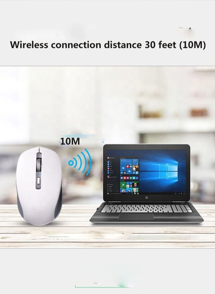 JeDEL Rechargeable Dual Mode Bluetooth / 2.4G Wireless Mouse With 400mAh Battery And Metal Scroll - ON/Off Button - 1600 DPI - Lightweight Ergonomic Design For Office Business | Gray/Black - Image 5