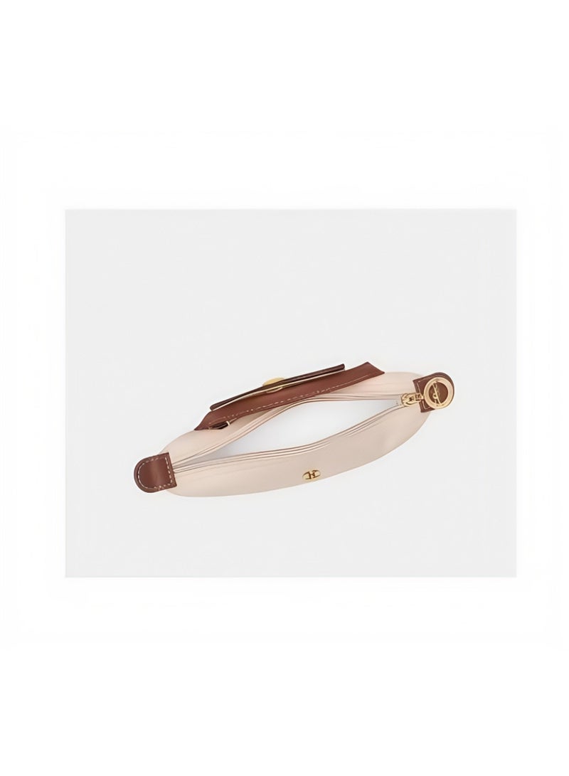 حقيبة مكياج صغيرة نسائية كلاسيكية من لون شامب ، حقيبة يد ، حقيبة كتف ، حقيبة صغيرة محمولة باللون الأبيض العاجي