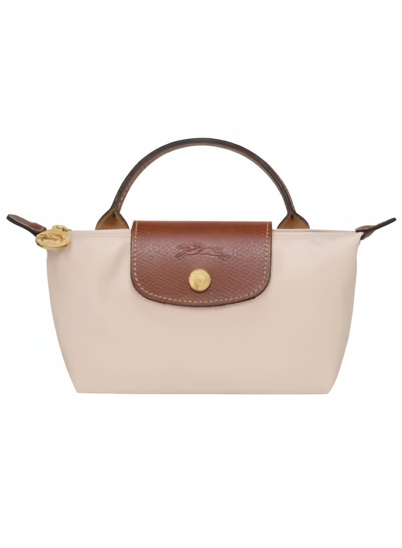 حقيبة مكياج صغيرة نسائية كلاسيكية من لون شامب ، حقيبة يد ، حقيبة كتف ، حقيبة صغيرة محمولة باللون الأبيض العاجي