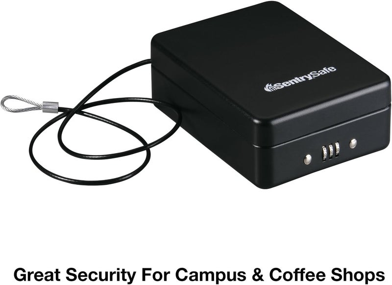 SentrySafe Small Safe, Black Lock Box with Combination Lock for Office or Dorm Secures Money, Passport, Jewelry, 0.05 Cubic Feet, Exterior: 2.6 in. H x 5.9 in. W x 8.0 in. D, ‎P005C - Image 4