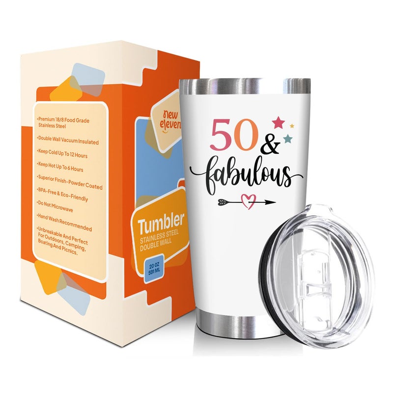 NewEleven 50th Birthday Gifts For Women - 50th Birthday Decorations For Women, Her, Wife, Girlfriend - Gift For Her Turning 50 Year Old - 20 Oz Tumbler - Image 2