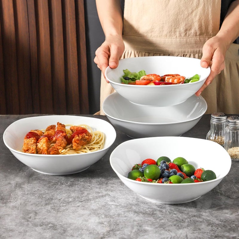 fMBB 4pcs Large Pasta Bowls 35 OZ Porcelain Deep Dinner Plates Big Salad Bowls Set Housewarming Dinnerware Dishwasher Microwave Oven Safe - Image 5