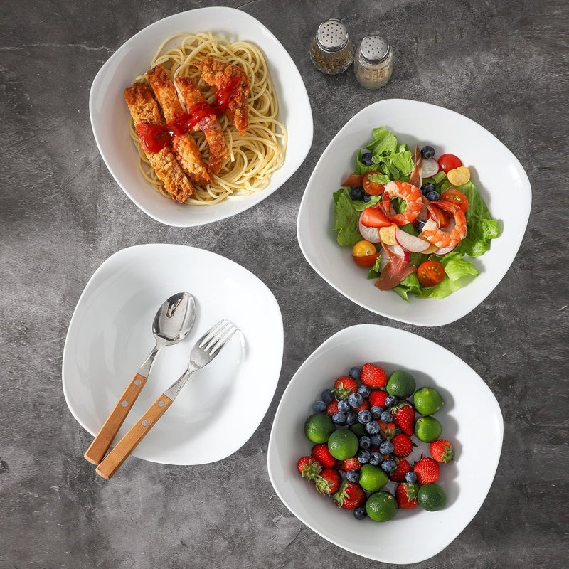 fMBB 4pcs Large Pasta Bowls 35 OZ Porcelain Deep Dinner Plates Big Salad Bowls Set Housewarming Dinnerware Dishwasher Microwave Oven Safe - Image 4