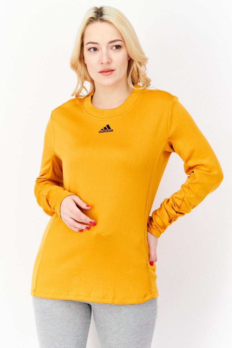 Adidas Women Sportswear Fit Long Sleeve Training Top, Yellow - Image 1