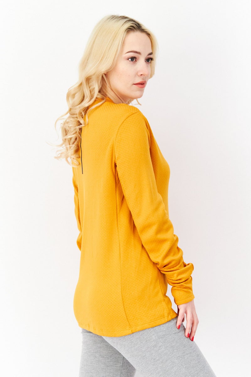 Adidas Women Sportswear Fit Long Sleeve Training Top, Yellow - Image 2