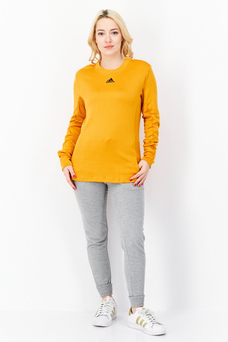 Adidas Women Sportswear Fit Long Sleeve Training Top, Yellow - Image 4