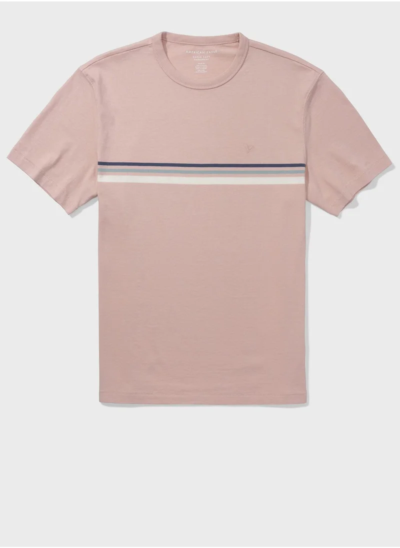 American Eagle Striped Crew Neck T-Shirt