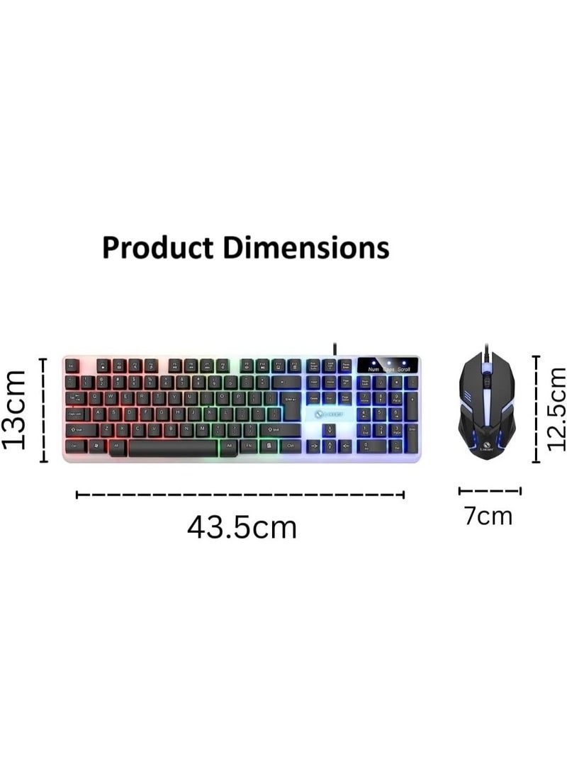 Keyboard and Mouse Set Wired Gaming Keyboard and Mouse Multicolor Lights Metal Panel for Laptop Desktop Computer  - Image 4