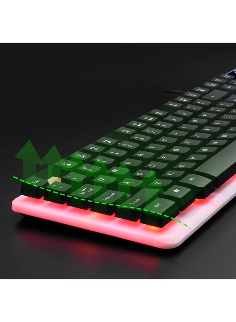 Keyboard and Mouse Set Wired Gaming Keyboard and Mouse Multicolor Lights Metal Panel for Laptop Desktop Computer  - Image 5