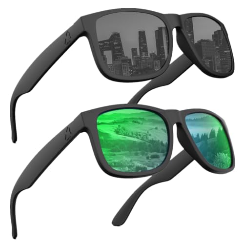 MAXJULI XXL Polarized Big Sunglasses for Men and Women with Big Heads,UV400 Protection Rectangular Sun Glasses,Ideal for Driving Cycling and Running 8806（Grey+Green） - Image 1