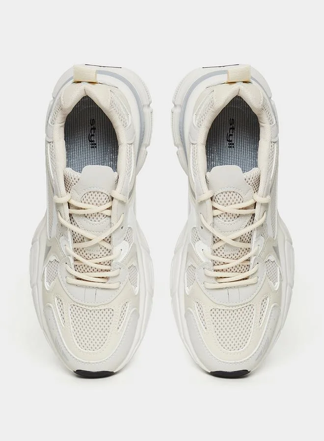 ستايلي Stitch Detail Contrast Panel Lace Up Chunky Sneakers