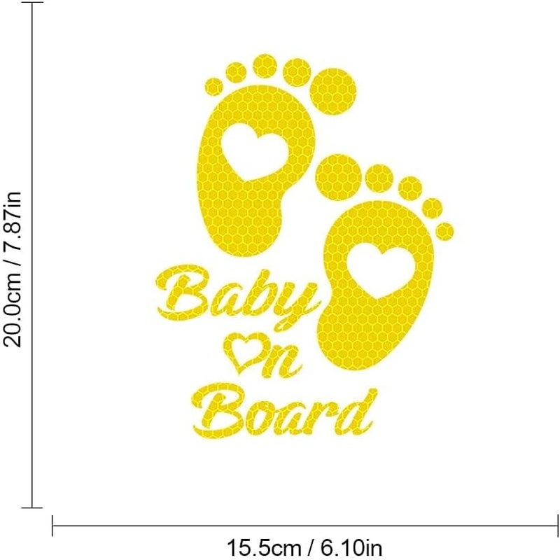 SWIUKPHE High Intensity Reflective Baby on d Car Sticker, Waterproof Cute Footprint Baby in Car Decal Safety Warning Sign Kids on d Decal for Car Bumper Window (Red) - Image 3