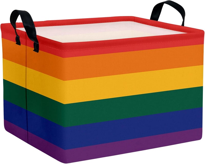 SETAMA Rainbow Storage Baskets for Shelves for Classroom and Nursery Bin & Toy Organizer for Baby Room (Colorful Stripes) - Image 1