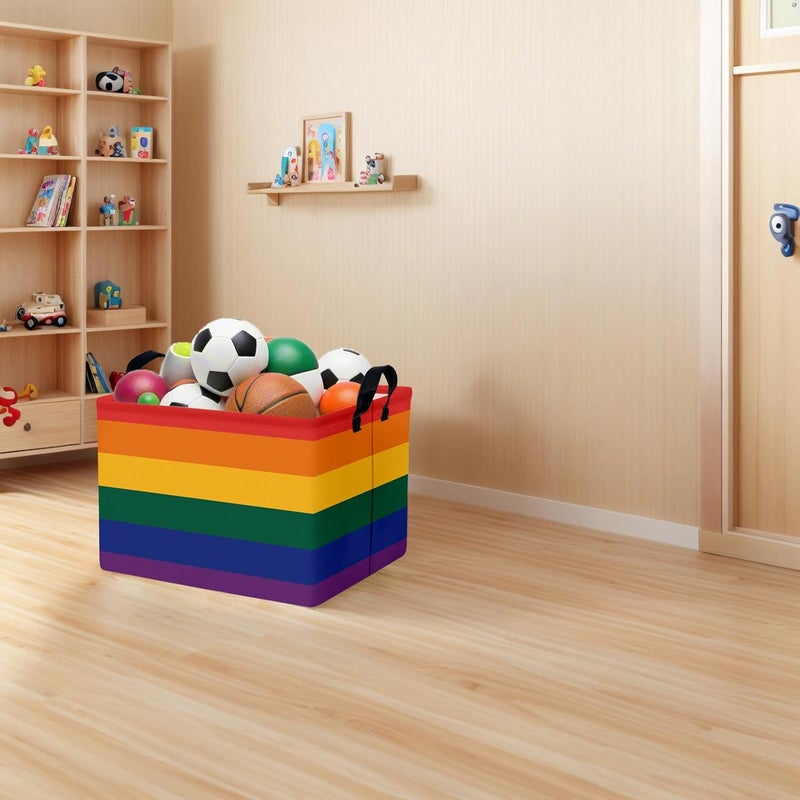 SETAMA Rainbow Storage Baskets for Shelves for Classroom and Nursery Bin & Toy Organizer for Baby Room (Colorful Stripes) - Image 5