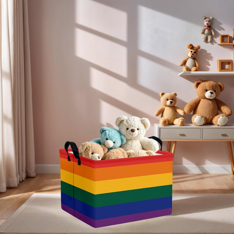 SETAMA Rainbow Storage Baskets for Shelves for Classroom and Nursery Bin & Toy Organizer for Baby Room (Colorful Stripes) - Image 2