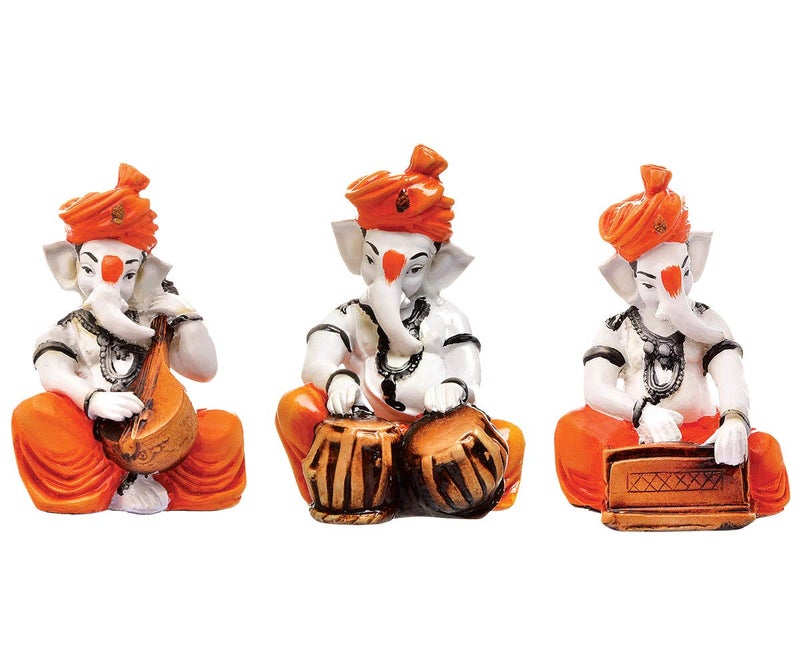 Karigaari India Ganesha Playing Veena, Tabla & Harmonium (Best for Home Decor) - Image 2