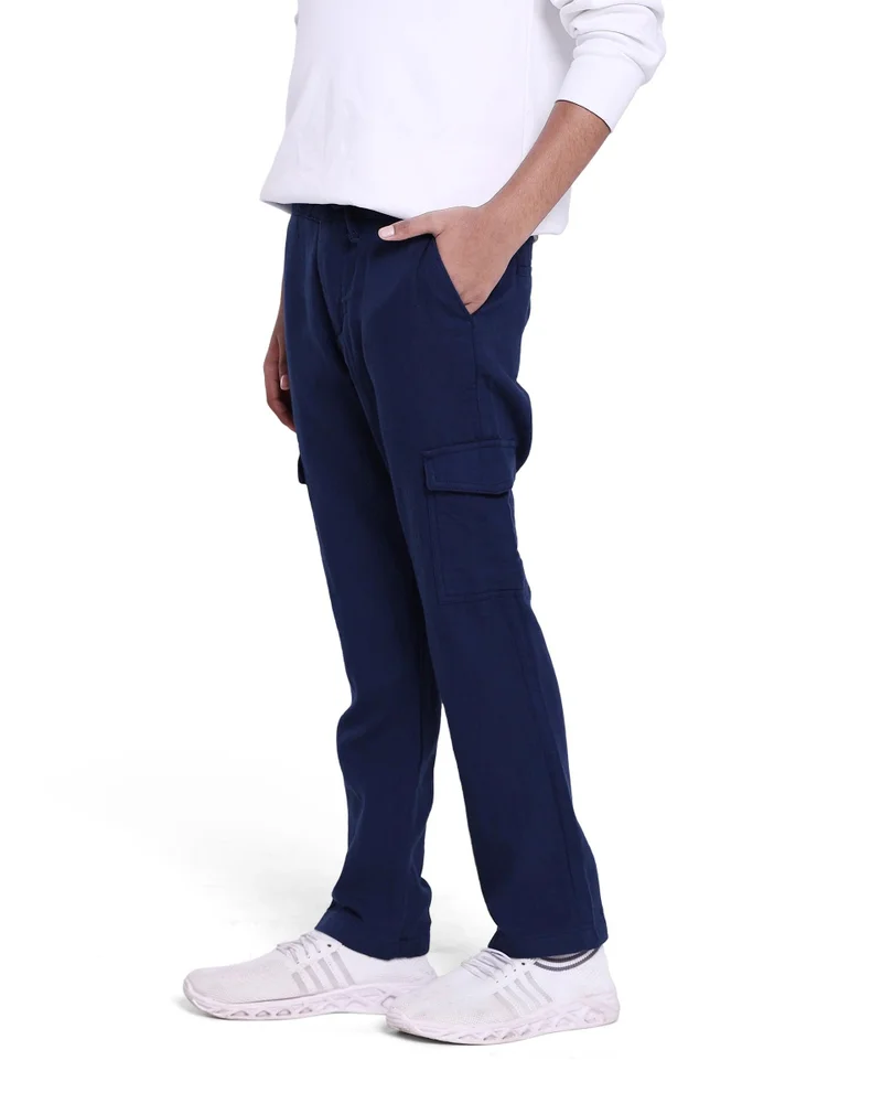 Rare Ones Rare Ones Kids Presti Navy Cotton Solid Drawstring Closure Regular Fit Cargo