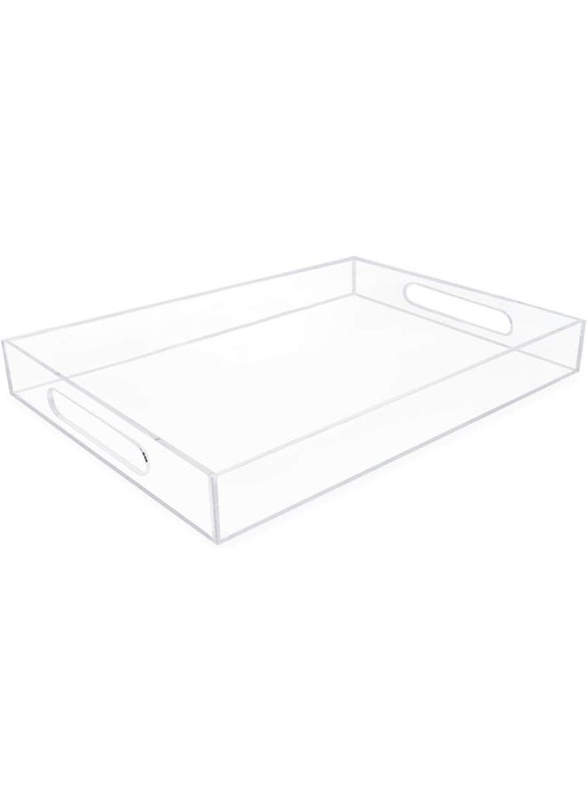TPGP Clear Acrylic Serving Tray (11x17) with Cutout Handles, Spill-Proof, Stackable Organizer, Space-Saver, Food & Drinks Server, Indoors/Outdoors, Lucite Storage Décor & More - Image 1