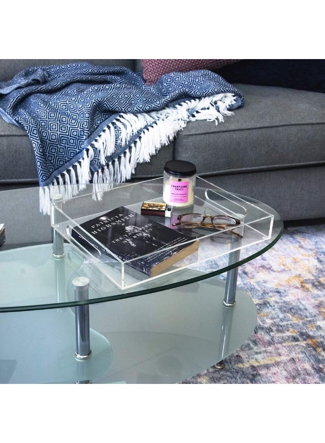 TPGP Clear Acrylic Serving Tray (11x17) with Cutout Handles, Spill-Proof, Stackable Organizer, Space-Saver, Food & Drinks Server, Indoors/Outdoors, Lucite Storage Décor & More - Image 5
