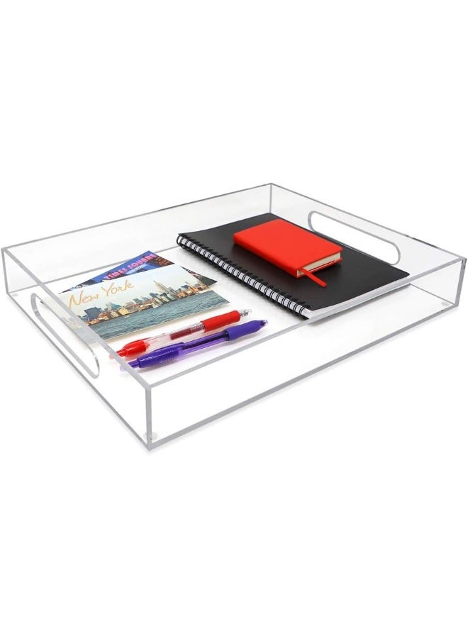 TPGP Clear Acrylic Serving Tray (11x17) with Cutout Handles, Spill-Proof, Stackable Organizer, Space-Saver, Food & Drinks Server, Indoors/Outdoors, Lucite Storage Décor & More - Image 3