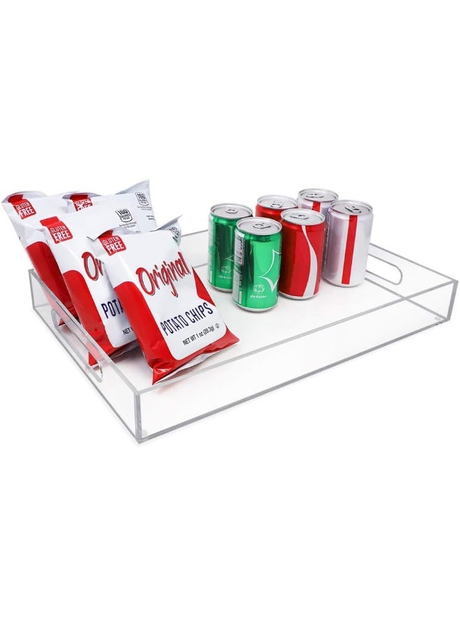 TPGP Clear Acrylic Serving Tray (11x17) with Cutout Handles, Spill-Proof, Stackable Organizer, Space-Saver, Food & Drinks Server, Indoors/Outdoors, Lucite Storage Décor & More - Image 4
