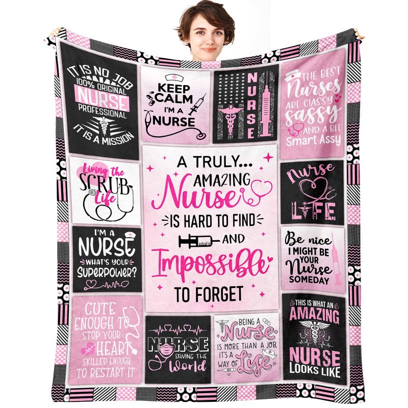 SIKLTY Nurse Gifts for Women - Nursing Student Gifts Throw Blanket 60"" x 50"" - Nurse Appreciation Gifts for Nurse Practitioner  RN Nurses  LPN  Nurses Week  Day - Gift for New  School  Future Nurses - Image 1