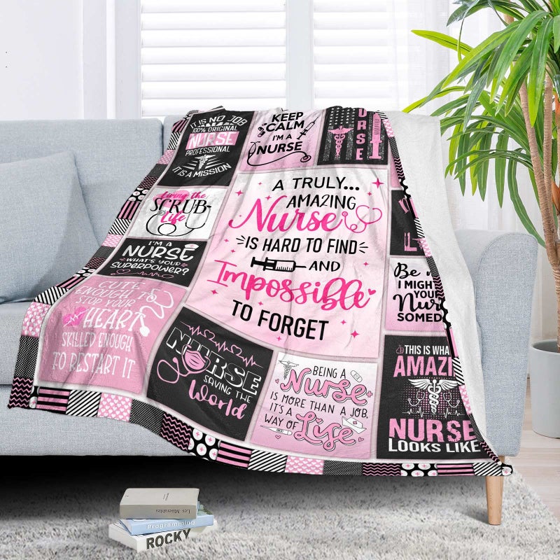 SIKLTY Nurse Gifts for Women - Nursing Student Gifts Throw Blanket 60"" x 50"" - Nurse Appreciation Gifts for Nurse Practitioner  RN Nurses  LPN  Nurses Week  Day - Gift for New  School  Future Nurses - Image 2