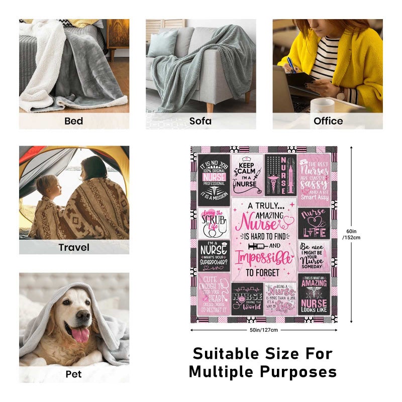 SIKLTY Nurse Gifts for Women - Nursing Student Gifts Throw Blanket 60"" x 50"" - Nurse Appreciation Gifts for Nurse Practitioner  RN Nurses  LPN  Nurses Week  Day - Gift for New  School  Future Nurses - Image 4