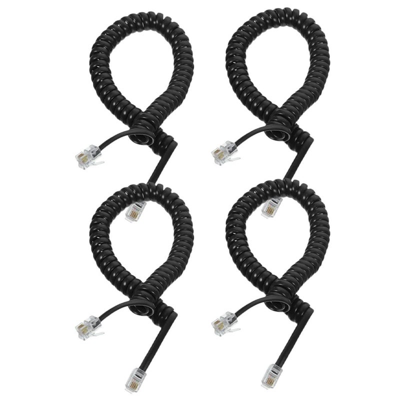 4pcs Stretchable Coiled Phone Cord Wire For Home Office Landline Telephone Receiver Black - Image 2