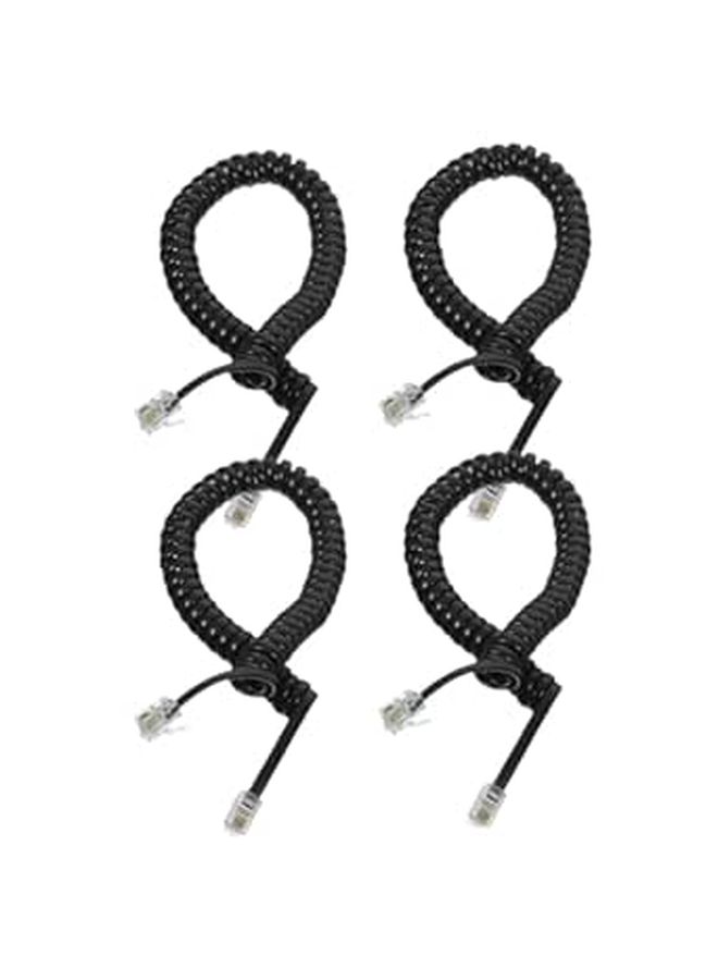 4pcs Stretchable Coiled Phone Cord Wire For Home Office Landline Telephone Receiver Black - Image 1