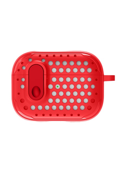 Red Airpods Pro 2nd Generation Protective Case Anti-Fall Soft Shell Protective Case, Hole-Shaped Protective Earphone Box Bluetooth Earphone Case