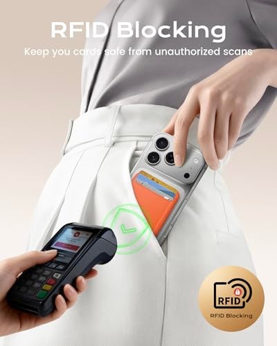 KPNEOL Magnetic Mag-safe Wallet Cell Phone Card Holder for Phone Case with Mag-Safe, Stronger Magnetic RFID Leather Stick on Phone Wallet Compatible with iPhone 17/16/15/14/13/12 Series, Orange Color - Image 4