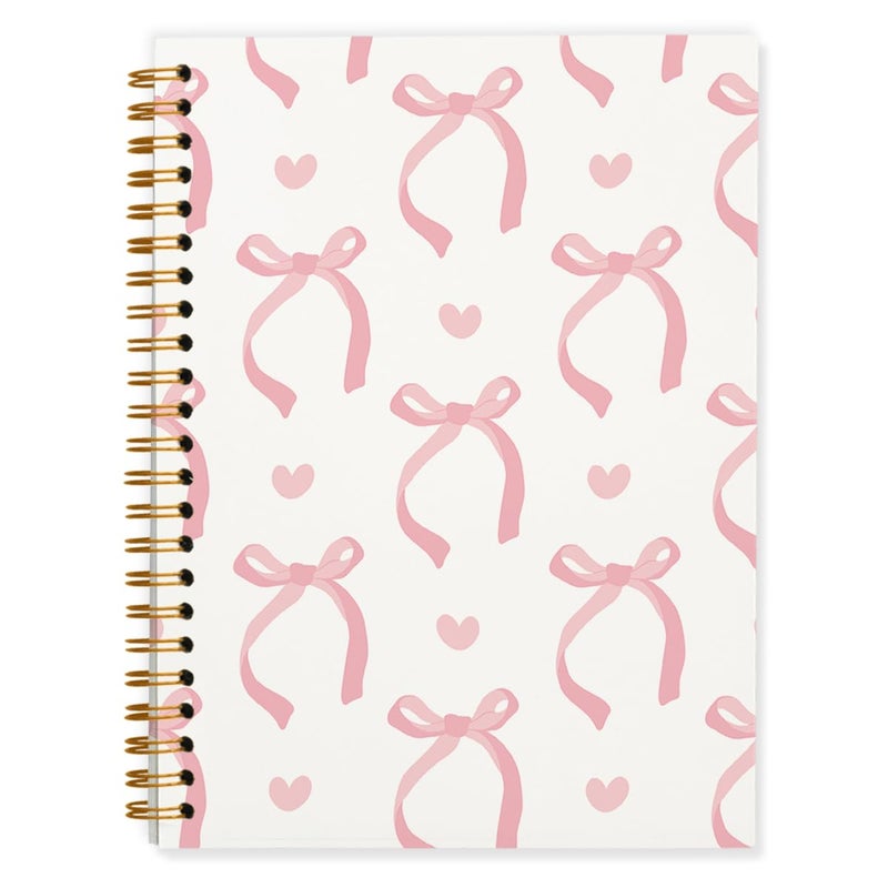 QUICQOD Journal for Teens Girls, Cute Pink Preppy Coquette Notebook Journal Diary School Supplies, Cute Notebooks for Women, Hardcover Pink Spiral Notebook 5.5x8.3 Inch - Image 1