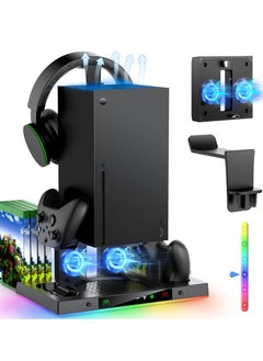 Cooling Fan for Xbox Series X Console & Controller, Upgraded RGB Cooling Fan Charging Station, Cooling Stand, Wireless Dual Charger Dock & Cooler System Stand with 15 Colorful Light Modes