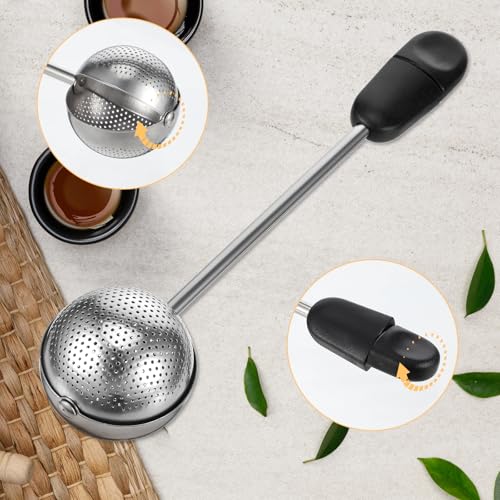 Xyembu 2 PCS Stainless Steel Tea Strainer, Long Handle Twisting Tea Ball, Reusable Loose Leaf Teas Steeper, Long Handle Mesh Twisting Ball for Loose Leaf Teas - Image 4