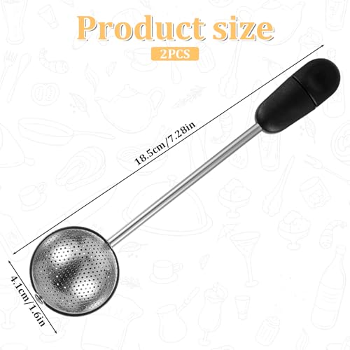 Xyembu 2 PCS Stainless Steel Tea Strainer, Long Handle Twisting Tea Ball, Reusable Loose Leaf Teas Steeper, Long Handle Mesh Twisting Ball for Loose Leaf Teas - Image 2