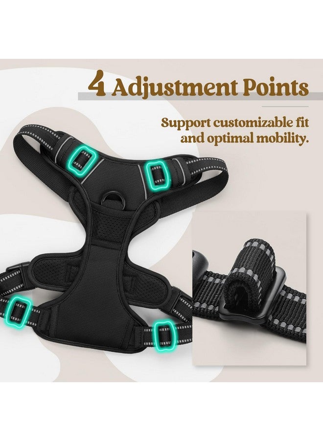 رابيتجو حزام كلاب من rabbitgoo، حزام لا يسحب للحيوانات الأليفة مع مشبكين للمقود، سترة ناعمة مبطنة قابلة للتعديل للكلاب، سترة أكسفورد عاكسة لا تخنق الحيوانات الأليفة مع مقبض تحكم سهل للكلاب الكبيرة، أسود، مقاس كبير - Image 5