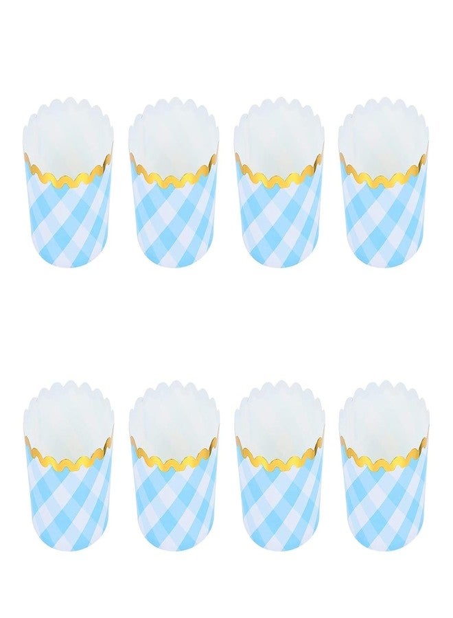 Cake Decor -Large Blue & White Checkered Muffin Cupcake Liners with Golden Border - Greaseproof, Food-Grade, Standalone Baking Cups - Pack of 50 - Image 3